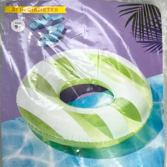 Lot Of 3 New Sun Squad Inflatable 31” Swim Tube Ice Cream Cone, Flower, Stripe - Picture 4 of 6